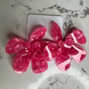 Pink Flower Drop Earrings